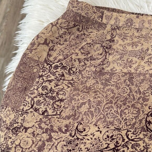 Talbots Elegant Brown Patterned Silk Midi Skirt Size 14 - Picture 10 of 11